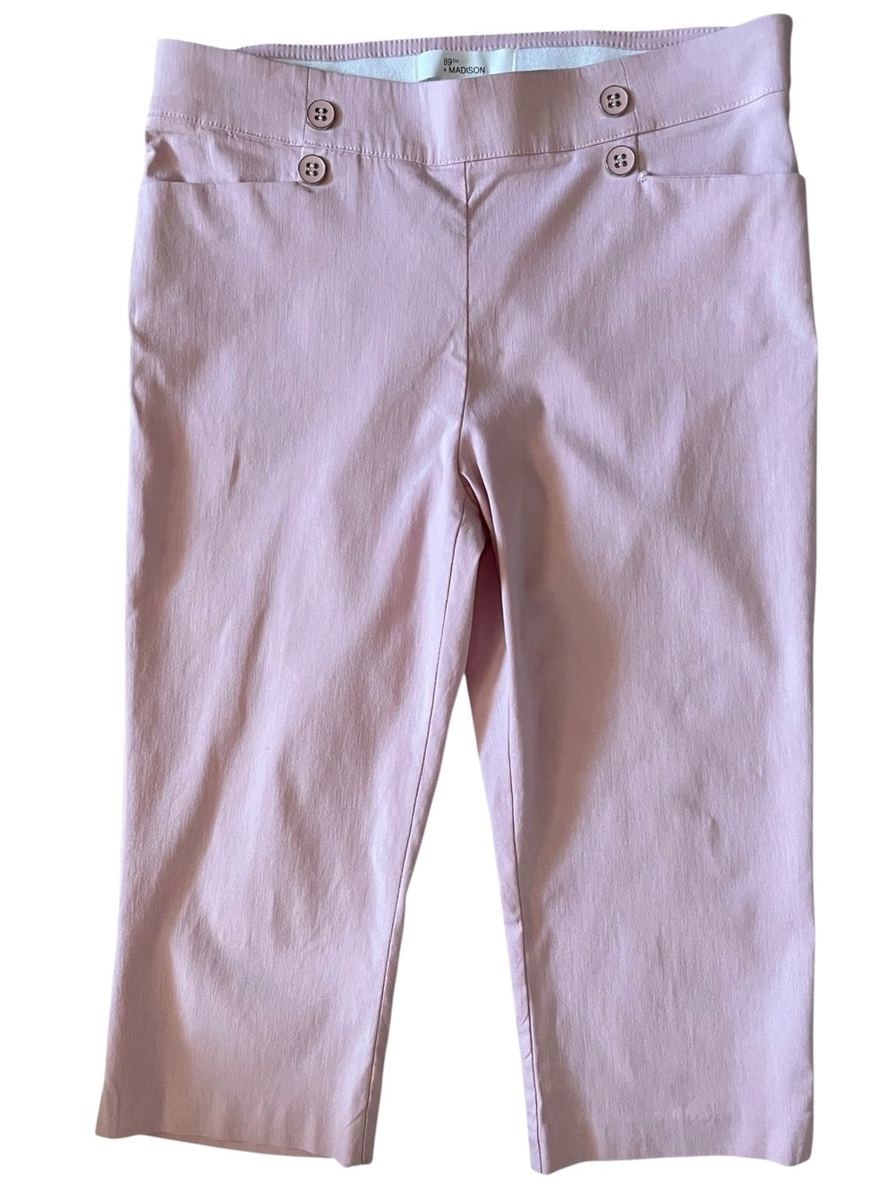 89th & Madison Light Pink Cropped High-Waist Button Ponte Pants - Picture 2 of 11